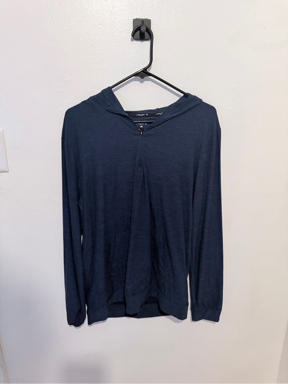 Layer 8 Men's Navy Half-Zip Hooded Long-Sleeve Top